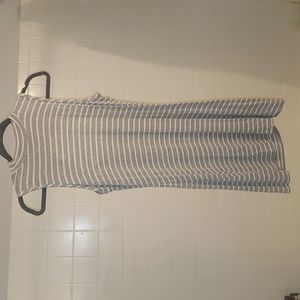 Grey and white striped jersey tank dress